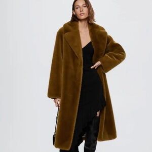 Chocolate Brown Faux Fur Car length coat
